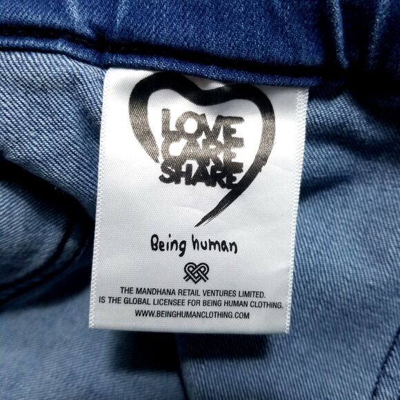 Being Human Jeans Mens Size 32x30 Blue Jogger Drop Crotch Slim Drawstring Denim - Picture 10 of 13